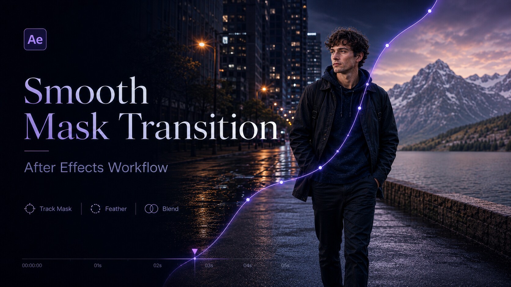 Tracked mask transition in Adobe After Effects