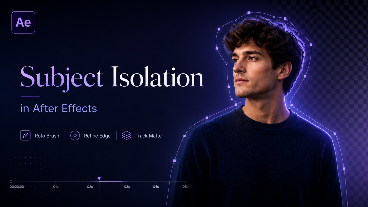 Subject Isolation in After Effects with a selected person outlined against a transparent background